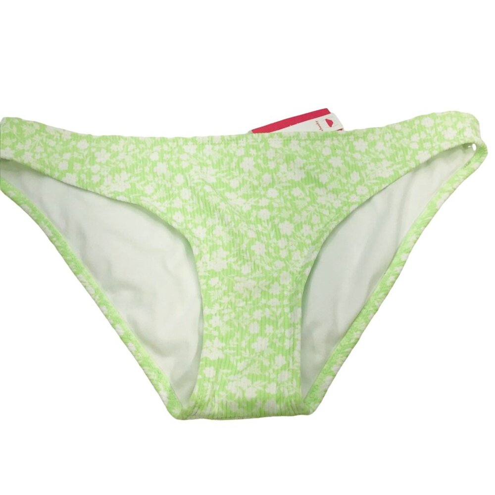 Xhilaration Womens Size XL 12-14 Cheeky Bikini Swim Bottom Lime Green Floral New